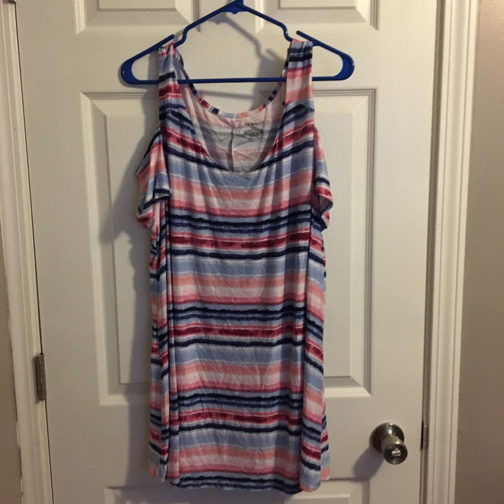Striped cold shoulder top